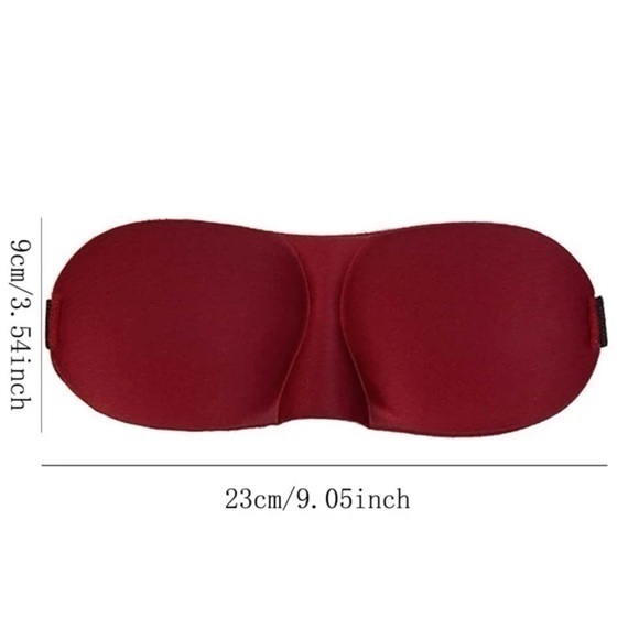 Red Eye Mask Cover Washable Sleep Light Blocking Adjustable Memory Foam - Picture 3 of 7